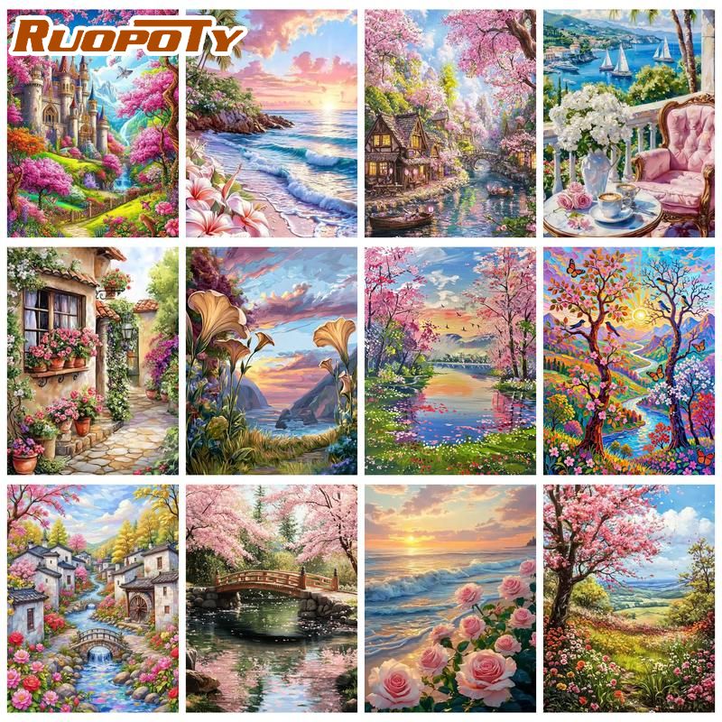 Art Craft Easy Ideas - 루오포티 선셋 비치 페인트 바이 넘버스