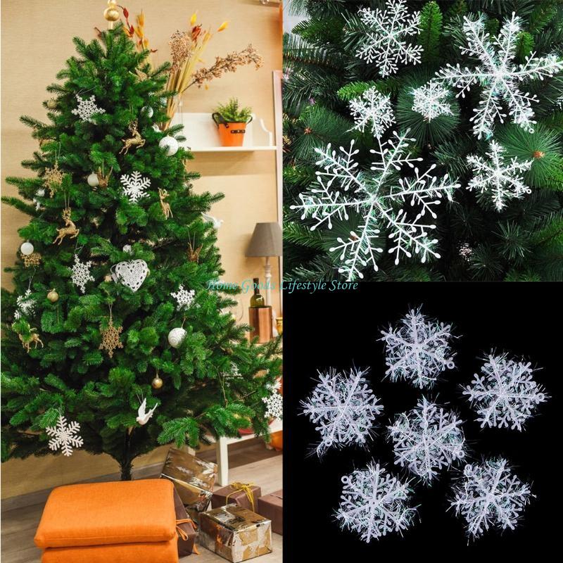 Art And Craft Xmas Tree - E74E 크리스마스 눈송이 장식품 6 Pcs