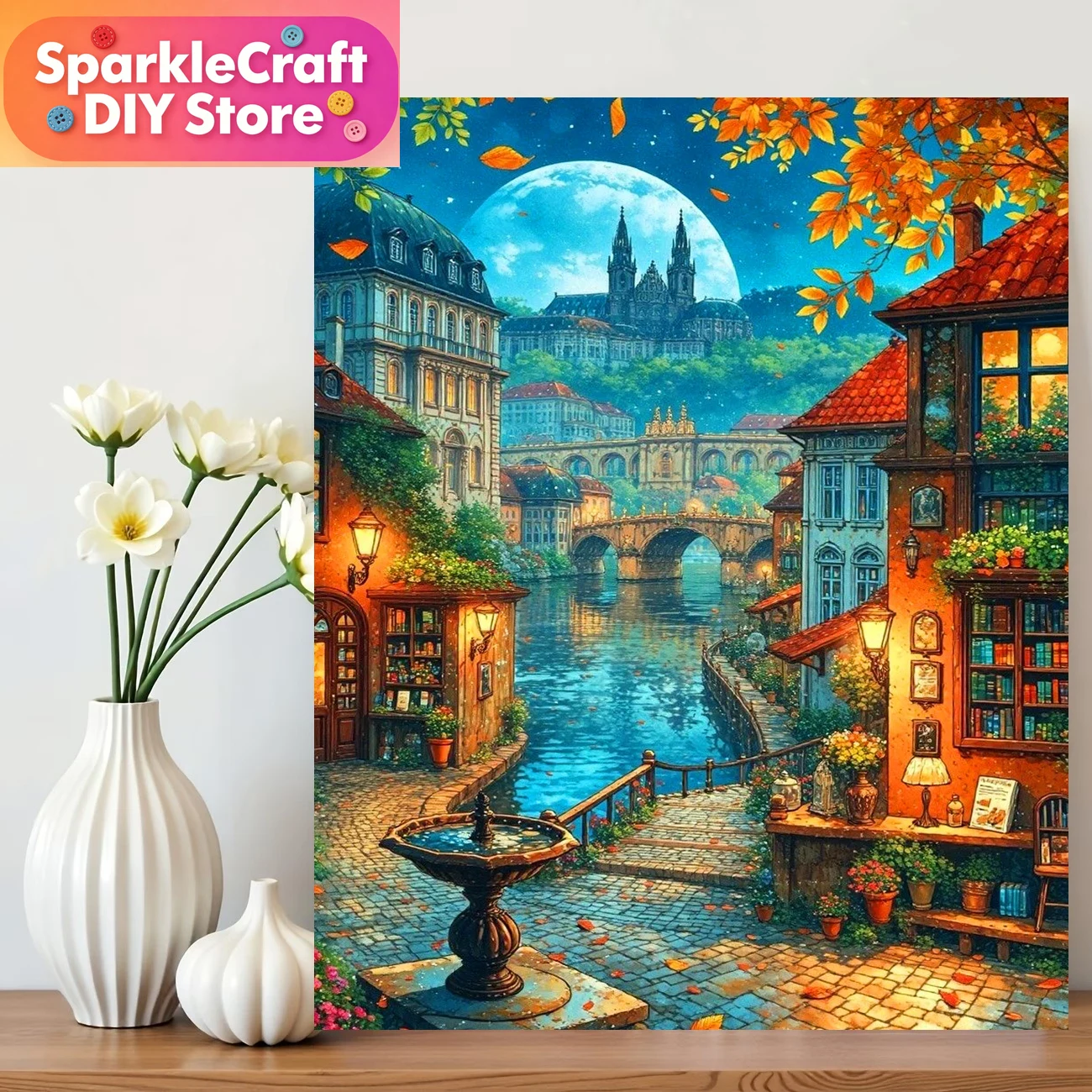 Art Craft Picture - 1개 프레임리스 다이아몬드 페인팅 도시 거리