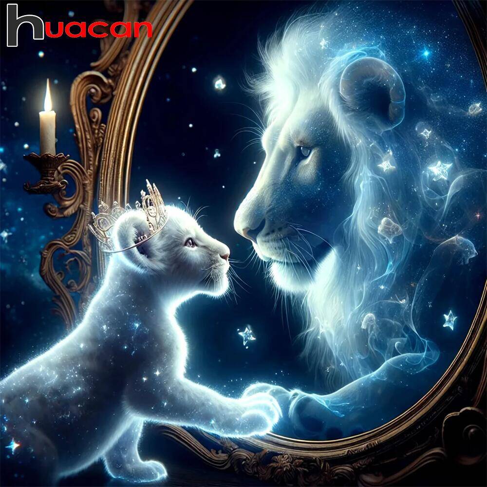 Art Craft Lion - Huacan 다이아몬드 페인팅 동물 개, 다이아몬드