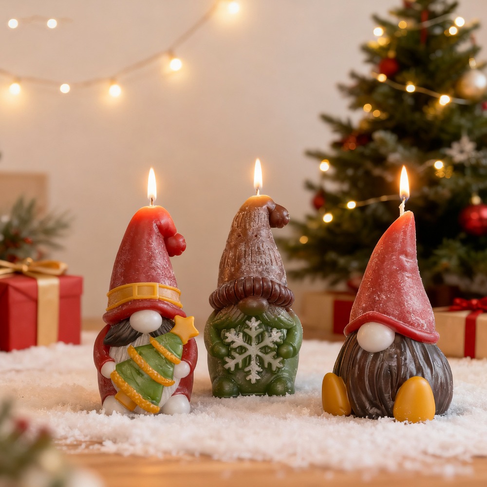 Art And Craft Xmas Tree - 크리스마스 난쟁이 실리콘 캔들 몰드 DIY
