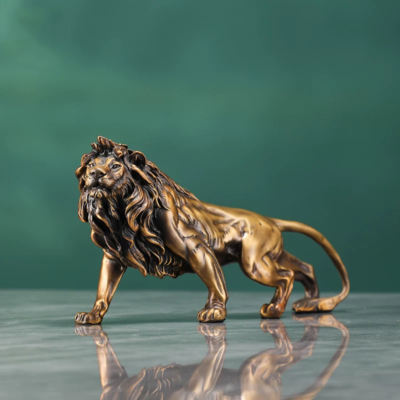 Art Craft Lion - 구리 사자 조각 장식품, 황동 공예품,