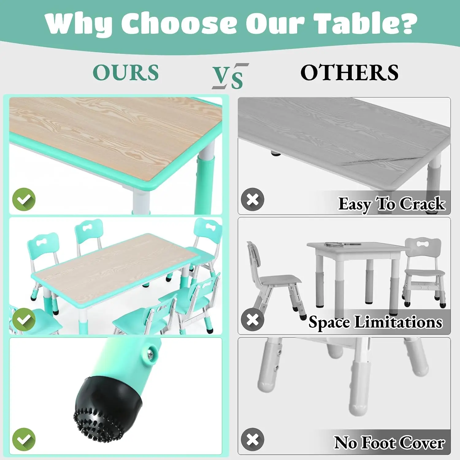 Kids Table and 6 Chairs Set, H - Art Craft Preschool 리뷰 및 가격
