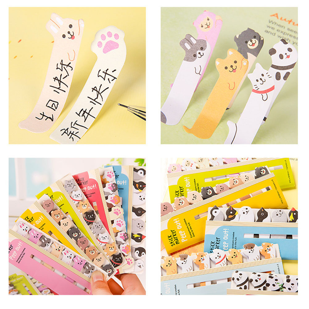 2Pcs 모듬 귀여운 동물 페이지 플래그 셀프 스틱 메 - Art Craft Notebook 리뷰 및 가격