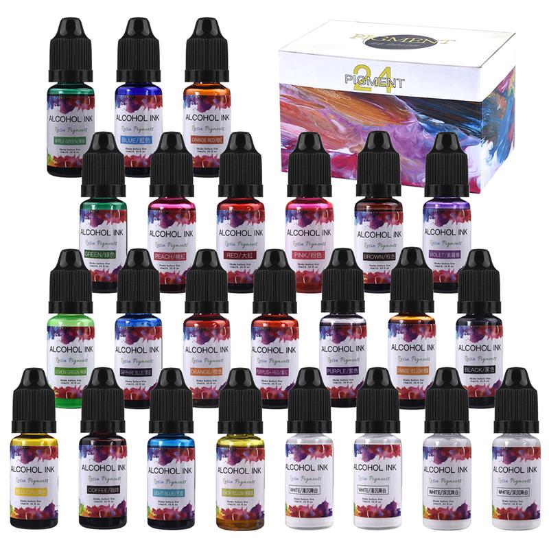 24 색/세트 10ml 수지 안료 아트 잉크 알코올 액 - Alcohol Ink Set 리뷰 및 가격