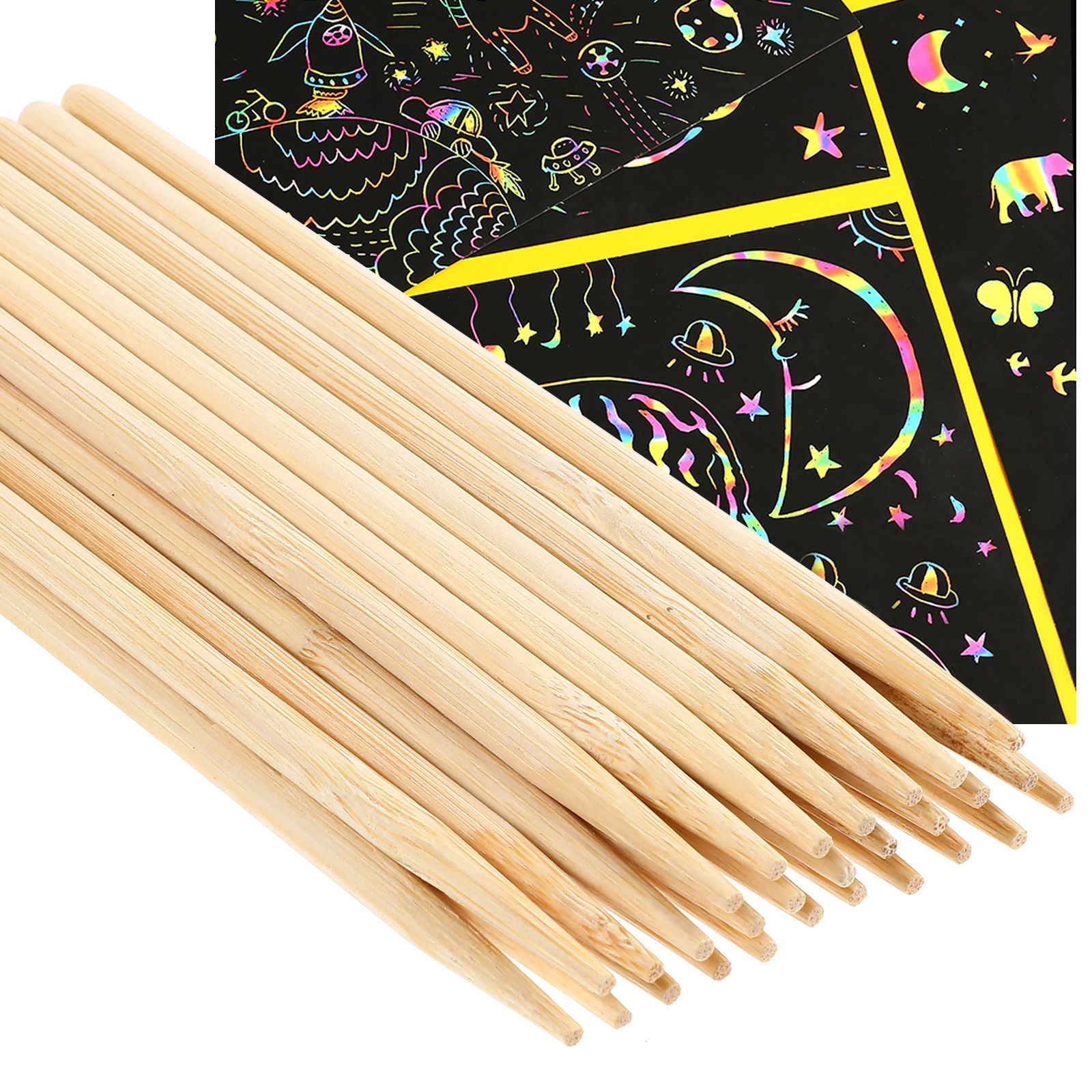 30 Pcs 나무 스크래치 그림 대나무 펜 왁스 스틱  - Art Craft Stick 리뷰 및 가격