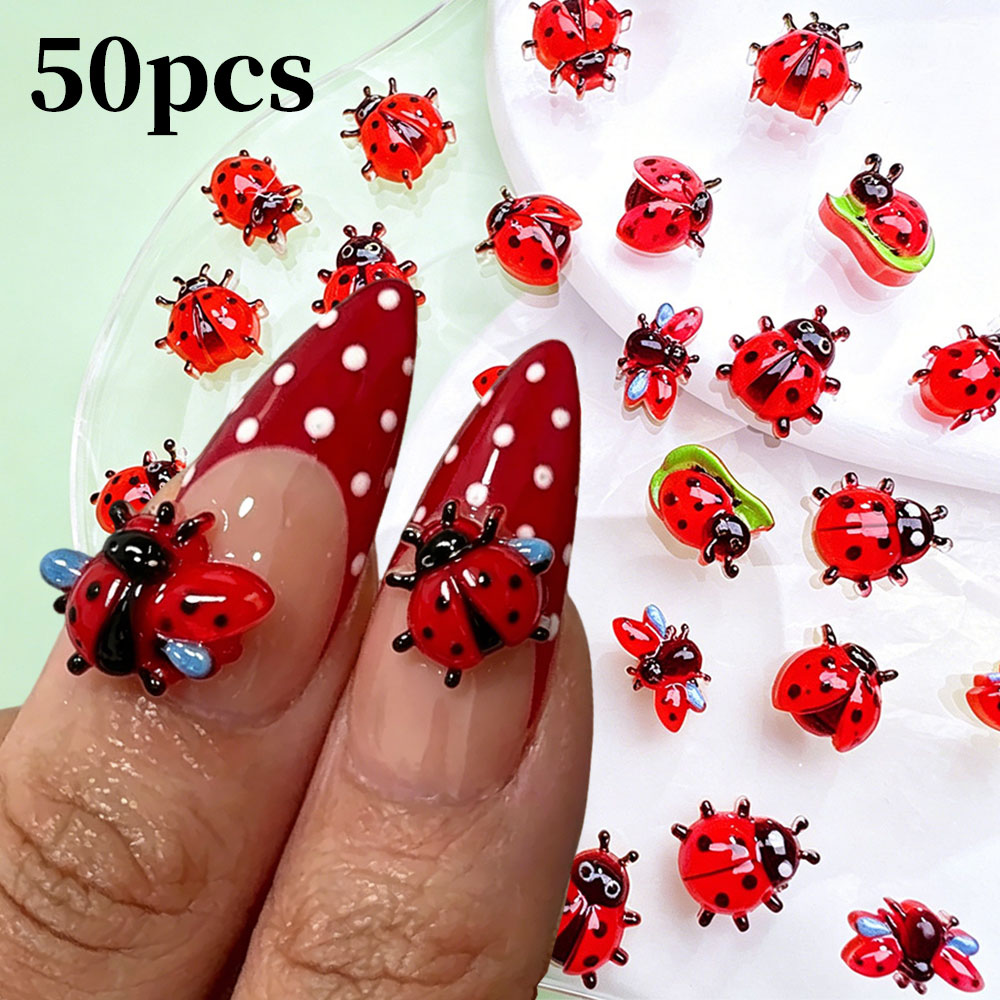 50개 3D 미니 레진 무당벌레 네일아트 참 장식 레드 - Art Craft Ladybug 리뷰 및 가격