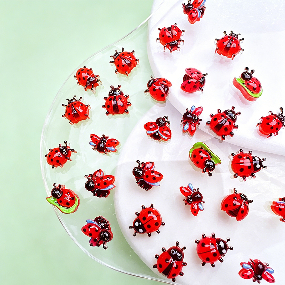 50개 3D 혼합 레드 무당벌레 네일 참 블랙 스팟 비 - Art Craft Ladybug 리뷰 및 가격