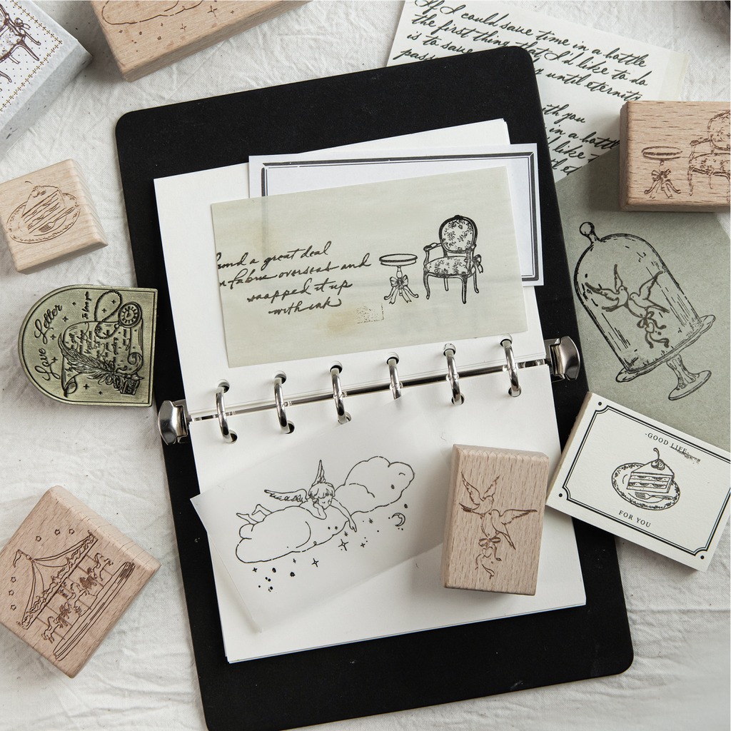 빈티지 우드 카툰 패턴 고무 스탬프 - 저널 스크랩북킹 - Art Craft Notebook 리뷰 및 가격