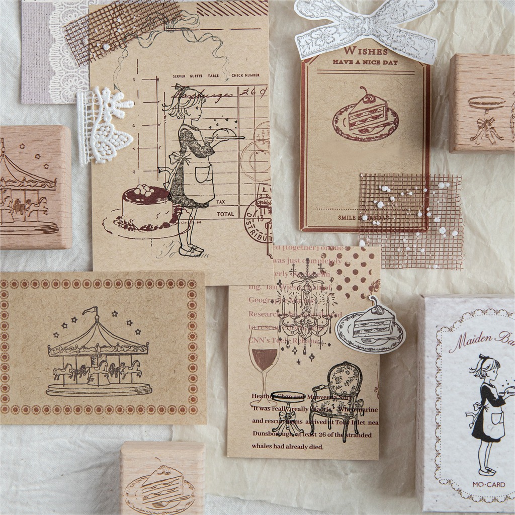 빈티지 우드 카툰 패턴 고무 스탬프 - 저널 스크랩북킹 - Art Craft Notebook 리뷰 및 가격