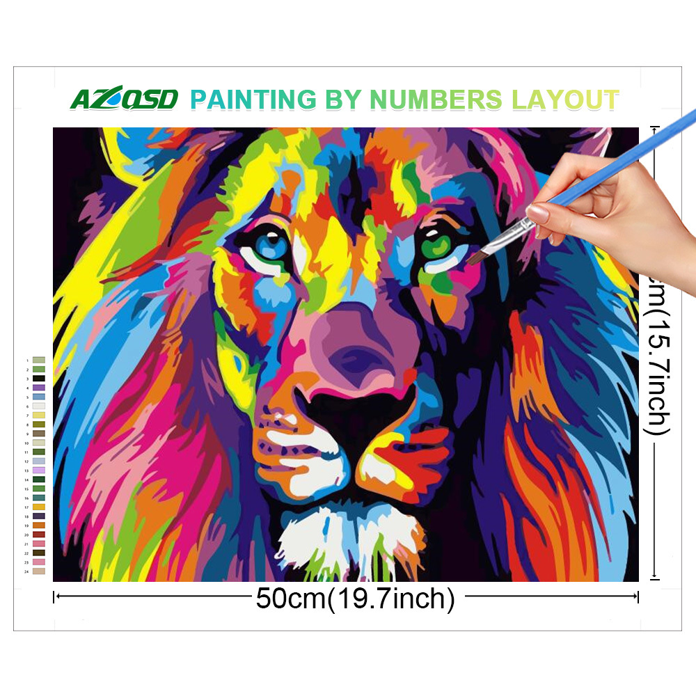 숫자로 AZQSD 성인 페인트 캔버스에 동물 다채로운  - Art Craft Lion 리뷰 및 가격
