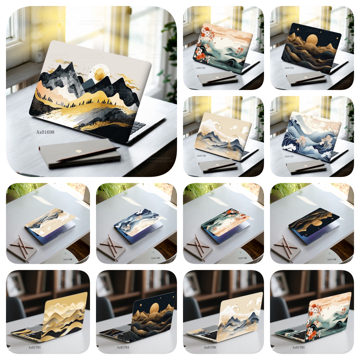 미니멀리스트 마운틴 웨이브 노트북 데칼 골든 텍스처 패 - Art Craft Notebook 리뷰 및 가격