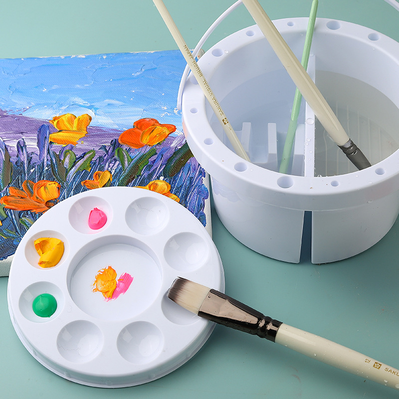 팔레트 뚜껑이 있는 쓰리인원 브러시 와셔 버킷, 페인팅 - Watercolor Brush Pen 리뷰 및 가격