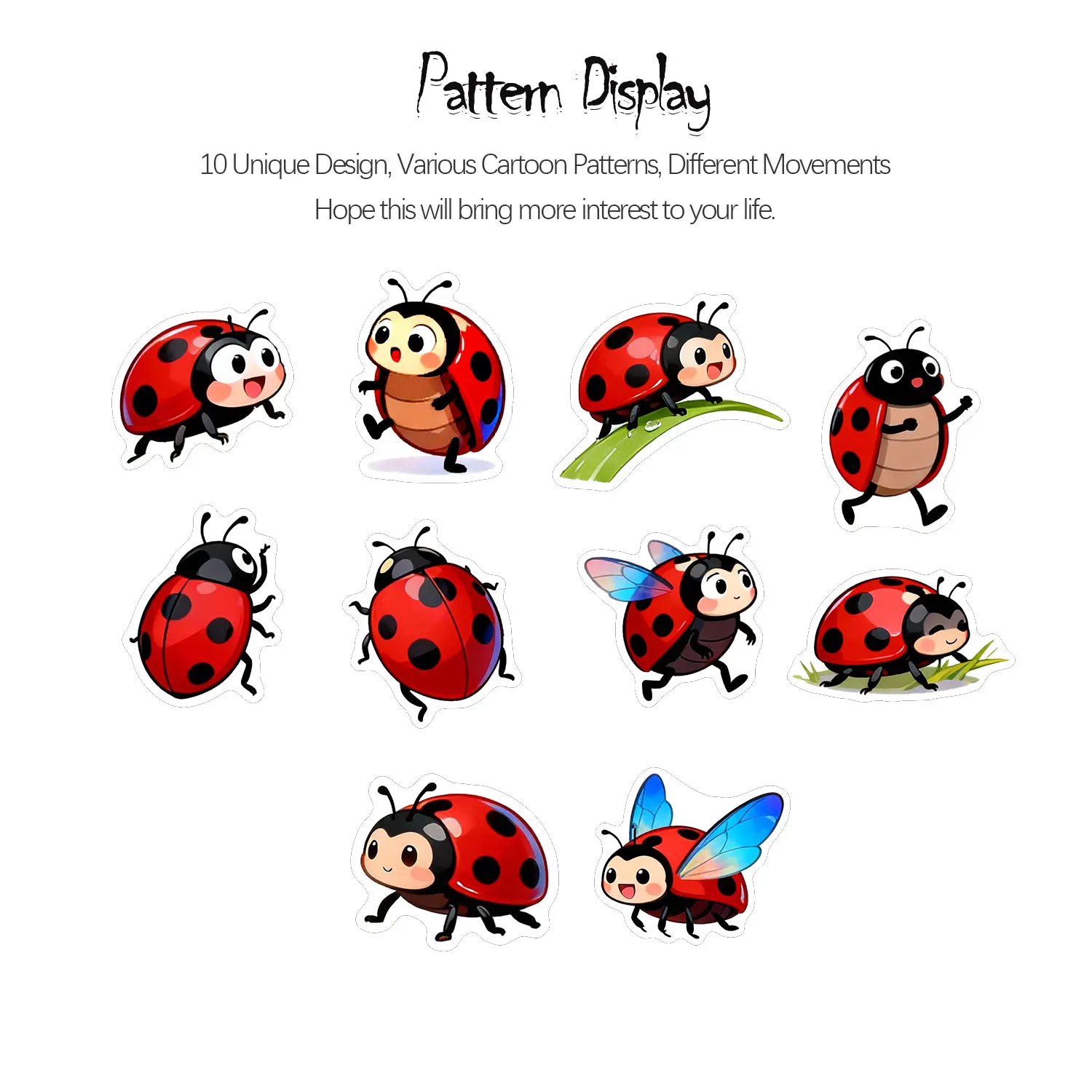 1롤(500개)10개 불규칙한 만화 무당벌레 스티커 2 - Art Craft Ladybug 리뷰 및 가격