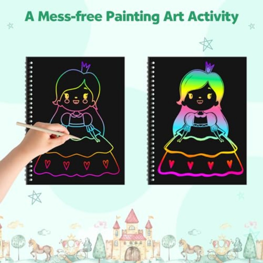 2팩 레인보우 스크래치 종이 노트북: 4-8세용 미술  - Art Craft Notebook 리뷰 및 가격
